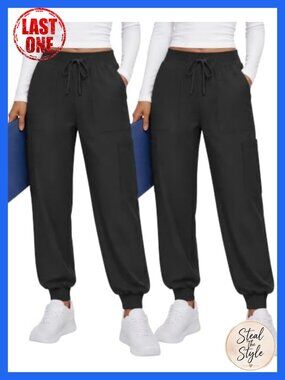2 Pack Women's Scrub Pants with Cargo Pockets